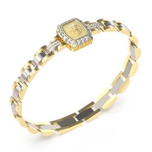 GUESS Jewelry Lion King Bracelet for Him Gold-Plated and Platinum-Plated Stainless Steel with Zirconn Stones JUMB05003JWYGSTT/U - 62541