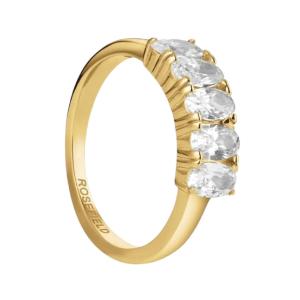 ROSEFIELD Oval Crystal RING Gold-Plated Stainless Steel with Zircon Stones JRFO54G-J749 - 53696