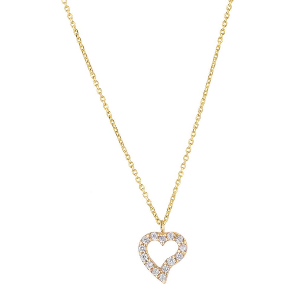 NECKLACE Heart SENZIO Collecion K14 Yellow Gold with Zircon Stones K14-005W.Y