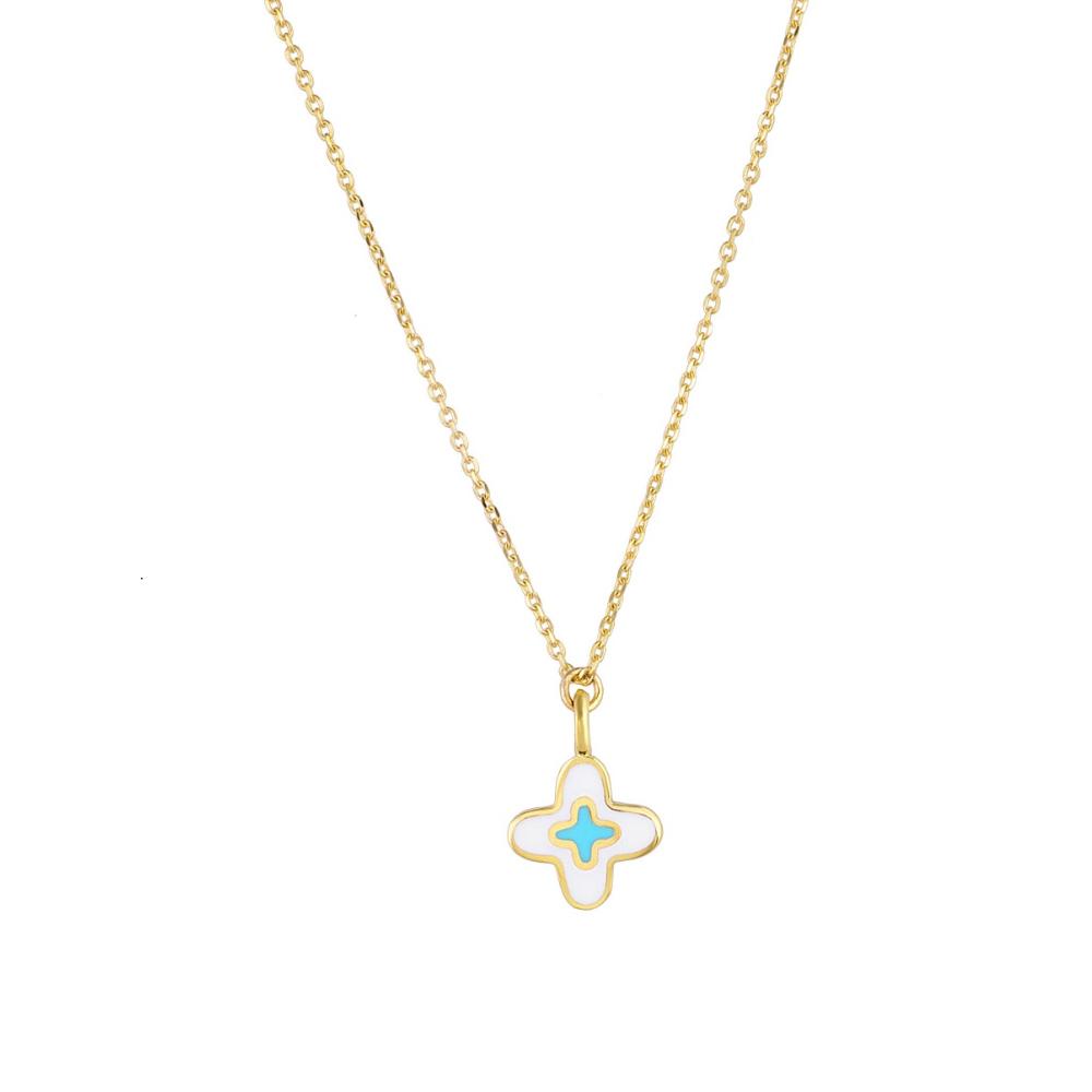 NECKLACE Children's SENZIO Collection Yellow Gold K14 with White Enamel K14-0077.Y