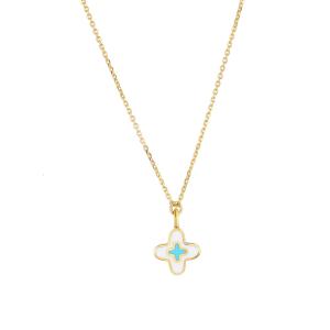 NECKLACE Children's SENZIO Collection Yellow Gold K14 with White Enamel K14-0077.Y - 48896