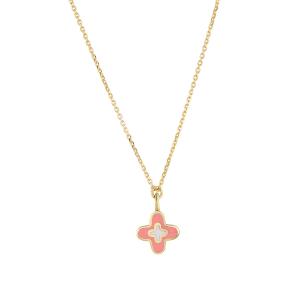 NECKLACE Children's SENZIO Collection Yellow Gold K14 with Pink Enamel K14-0078.Y - 48898