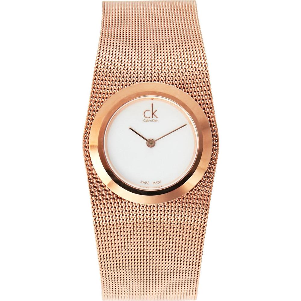 CALVIN KLEIN Impulsive Three Hands 30mm Rose Gold Stainless Steel Mesh Bracelet K3T23626