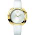 CALVIN KLEIN Aggregate Three Hands 42mm Gold Stainless Steel White Leather Strap K3U235L6 - 0