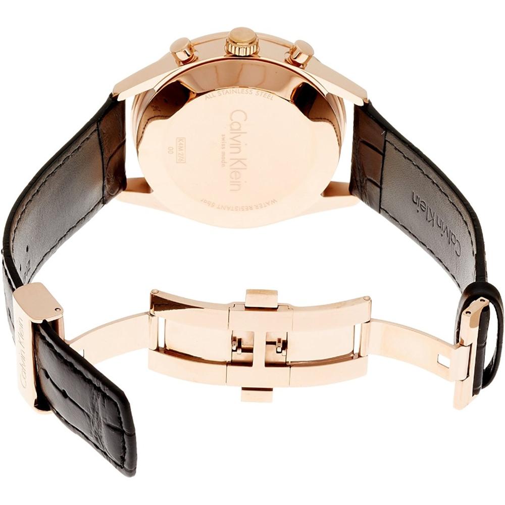 CALVIN KLEIN Formality Chronograph 43mm Rose Gold Stainless Steel Black Leather Strap K4M276C3