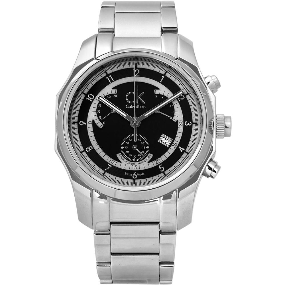 CALVIN KLEIN Retrograde Chronograph 43mm Silver Stainless Steel Bracelet K7731104