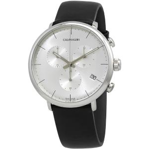 CALVIN KLEIN High Noon Chronograph 43mm Silver Stainless Steel Black Leather Strap K8M271C6 - 1587