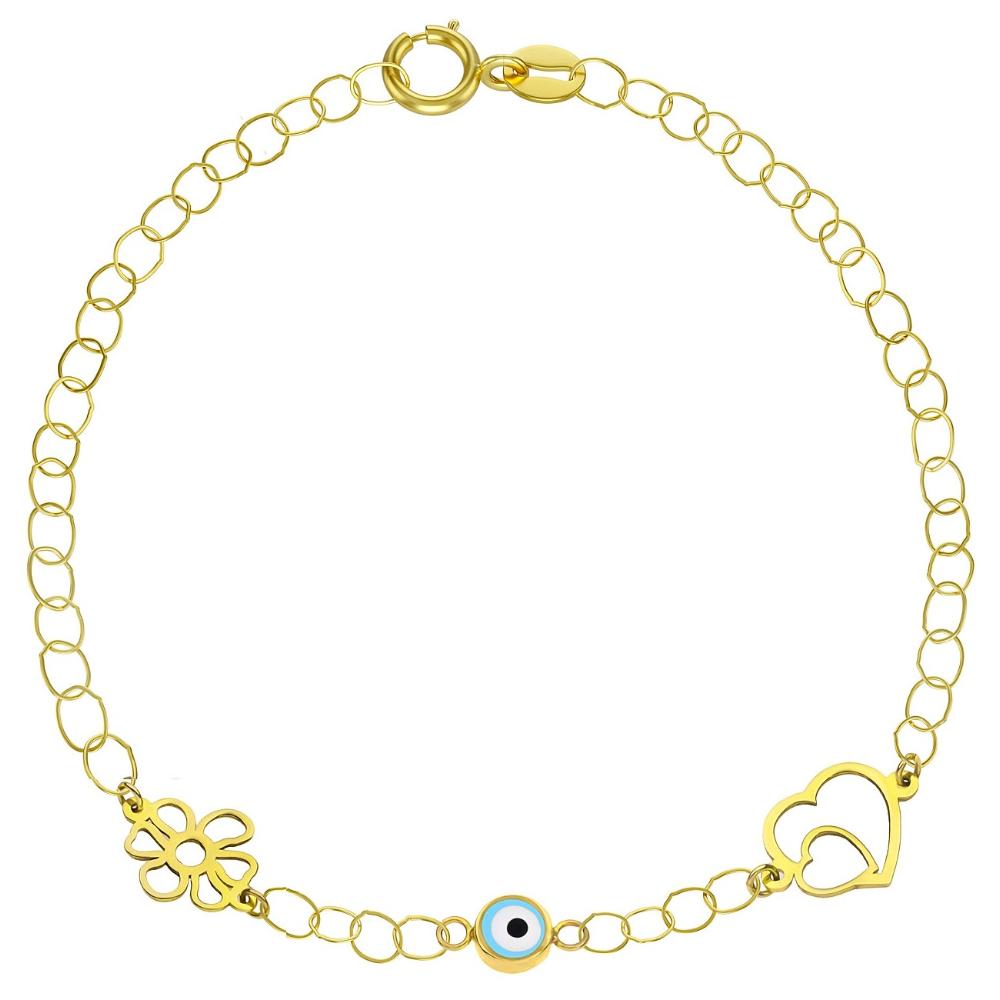 Copy of BRACELET Kids K14 in Yellow Gold with Eye Pendant KB14-0004.Y