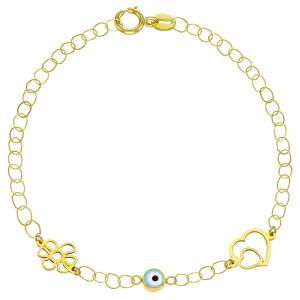 Copy of BRACELET Kids K14 in Yellow Gold with Eye Pendant KB14-0004.Y - 48850