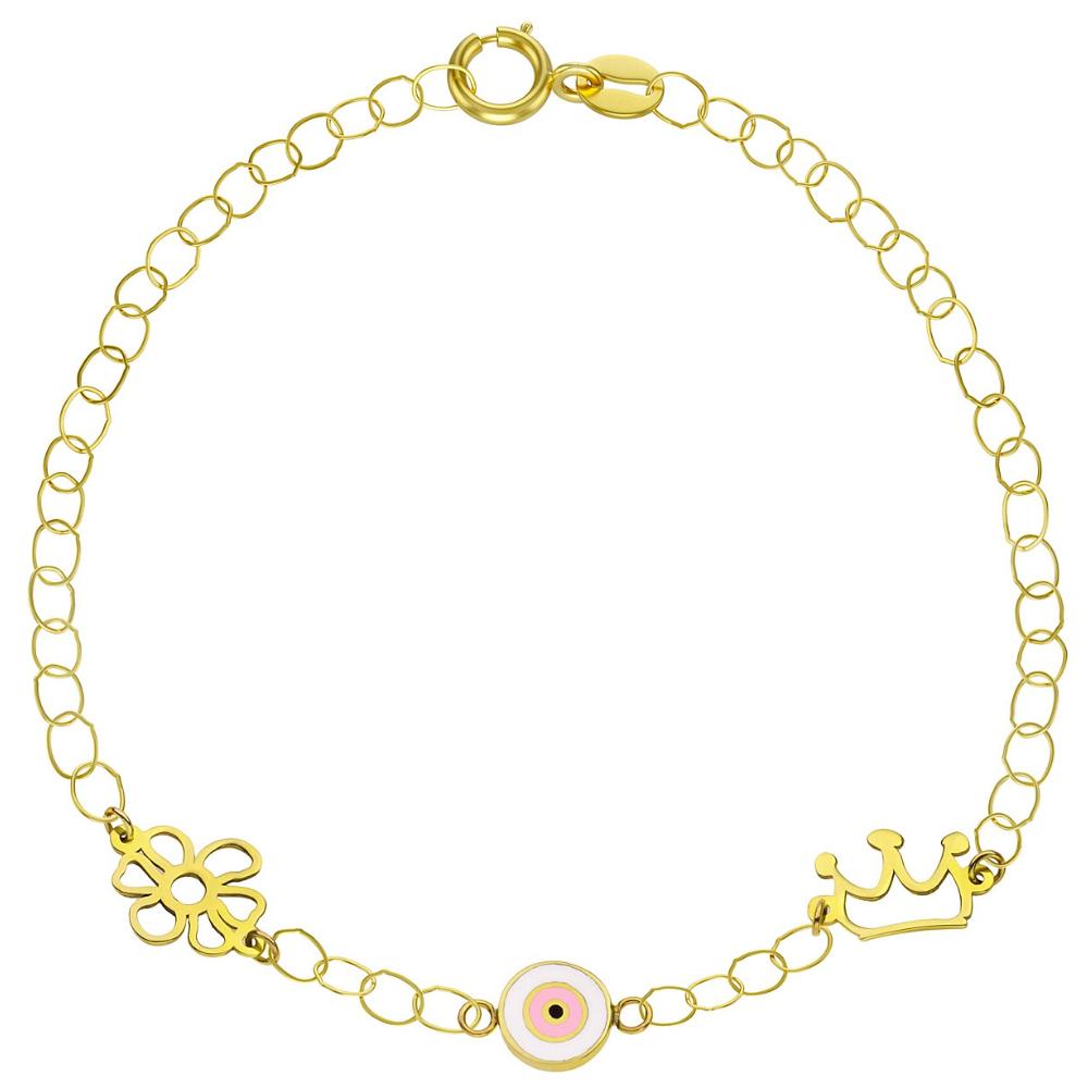 BRACELET Kids K14 in Yellow Gold with Eye Pendant KB14-0027.Y