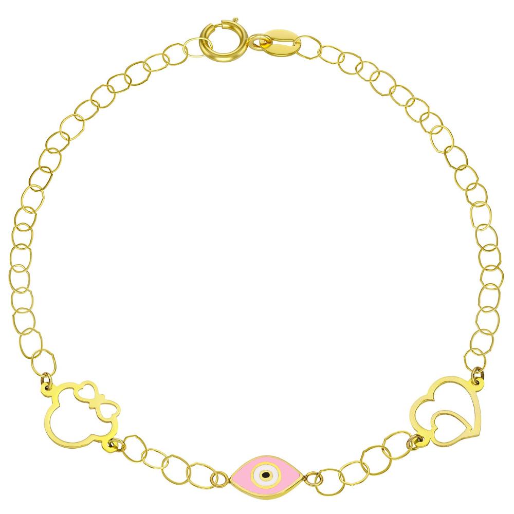 BRACELET Kids K14 in Yellow Gold with Eye Pendant KB14-0049.Y