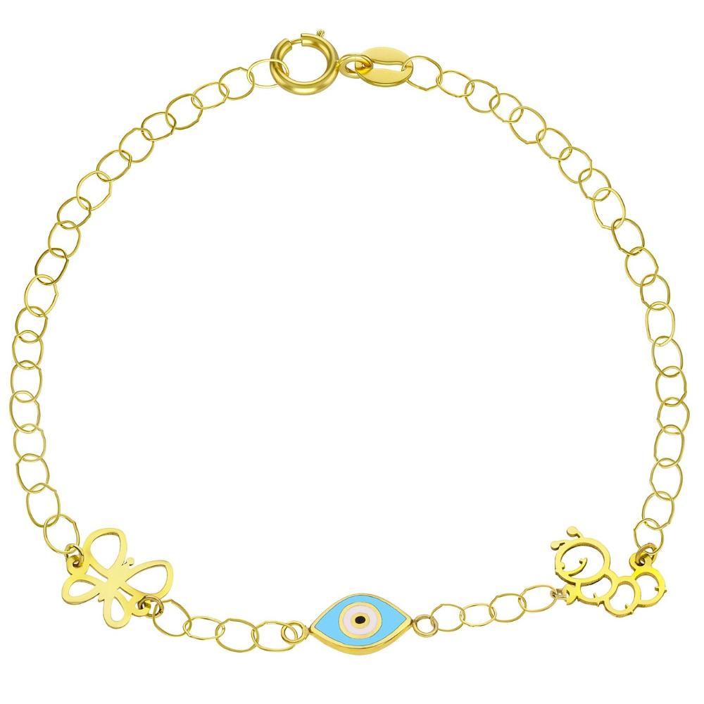 BRACELET Kids K14 in Yellow Gold with Eye Pendant KB14-0058.Y