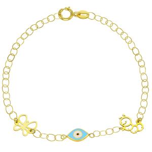 BRACELET Kids K14 in Yellow Gold with Eye Pendant KB14-0058.Y - 48861