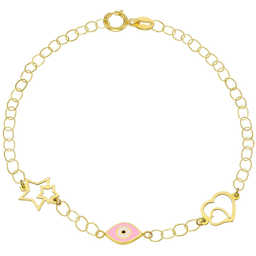 BRACELET Kids K14 in Yellow Gold with Eye Pendant KB14-0047.1.Y