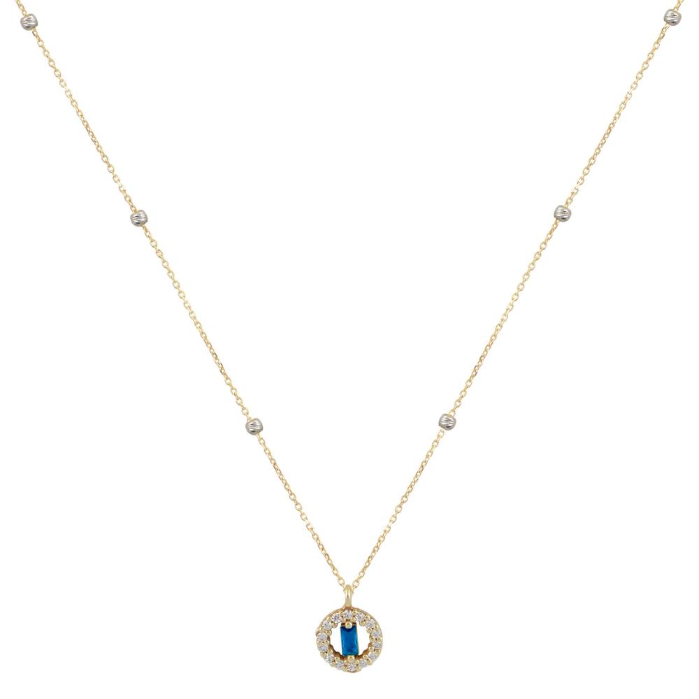 NECKLACE SENZIO Collection Yellow and White Gold with White and Blue Zircon Stones KB948YW.K9