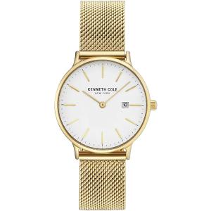 KENNETH COLE Oxford Mini Three Hands 33mm Gold Stainless Steel Mesh Bracelet KC15057006 - 10756