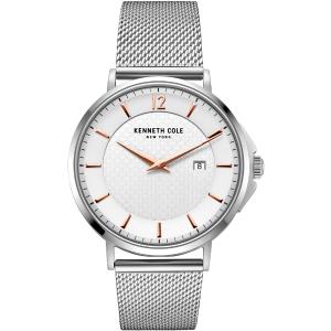 KENNETH COLE New York Three Hands 42mm Silver Stainless Steel Mesh Bracelet KC50778003 - 10814