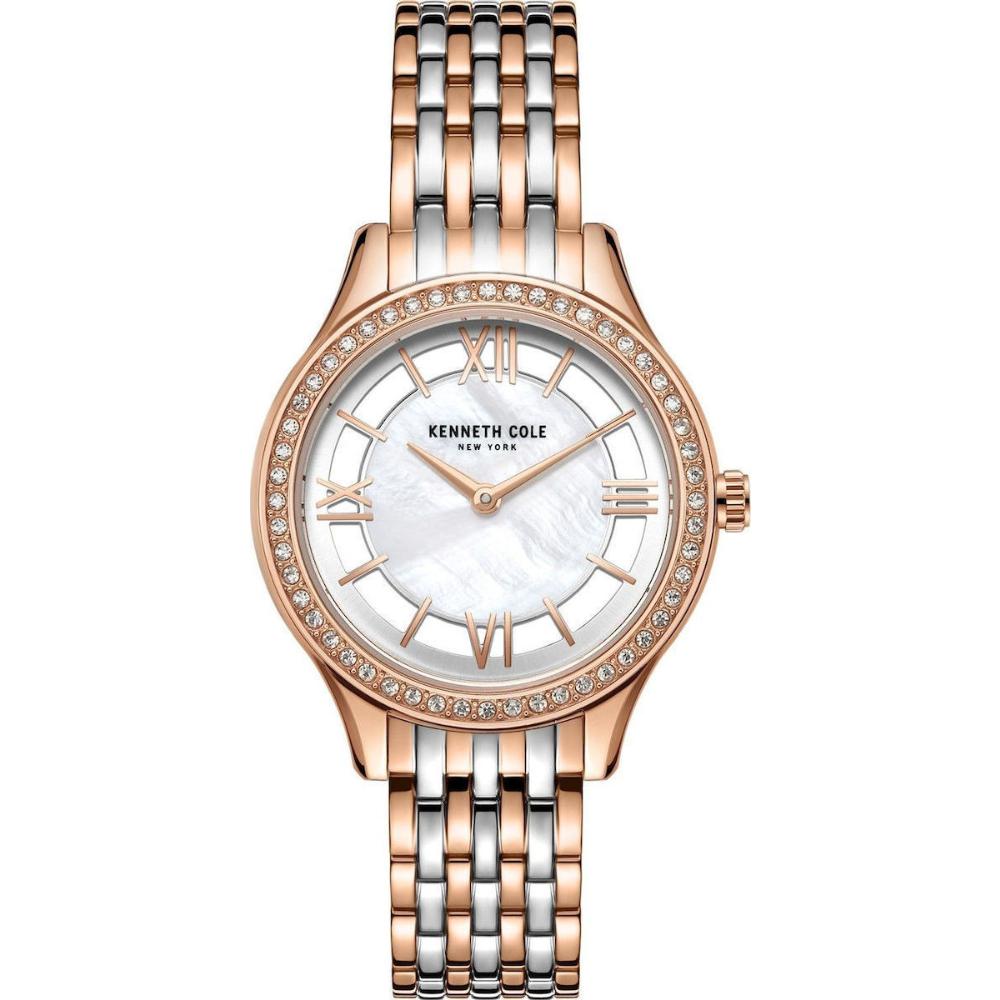 KENNETH COLE New York Three Hands 34mm Two Tone Rose Gold & Silver Stainless Steel Bracelet KC50988003