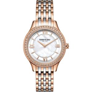 KENNETH COLE New York Three Hands 34mm Two Tone Rose Gold & Silver Stainless Steel Bracelet KC50988003 - 10797