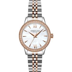 KENNETH COLE New York Three Hands 32mm Two Tone Rose Gold & Silver Stainless Steel Bracelet KC51110002 - 10831