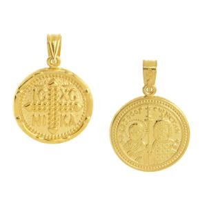 ΚΩΝΣΤΑΝΤΙΝΑΤΟ Βυζαντινό Διπλής Όψης SENZIO Collection από Κ14 Κίτρινο Χρυσό KN0035 - 46514