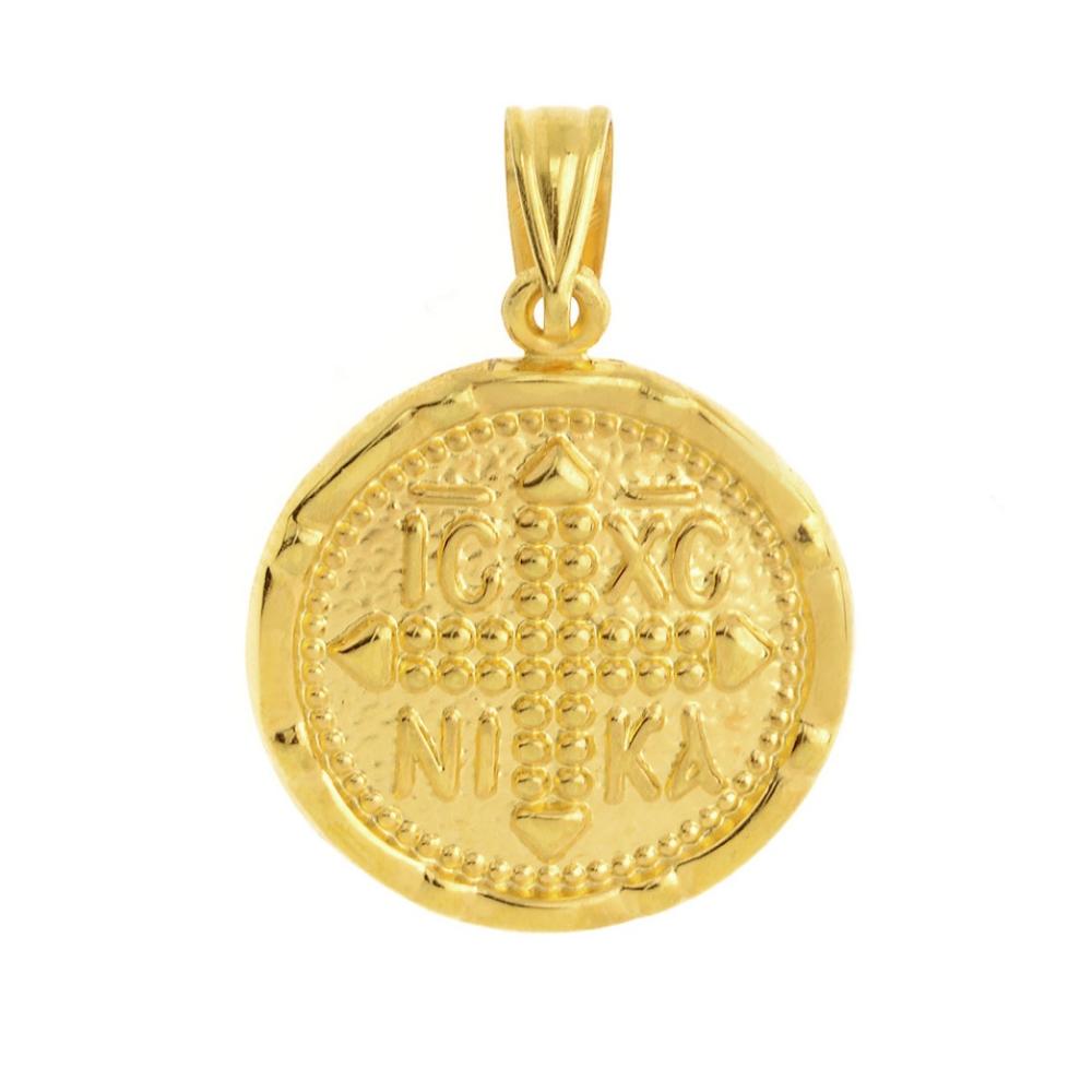 CHRISTIAN CHARMS Byzantine Double Sided SENZIO Collection from K14 Yellow Gold KN0035