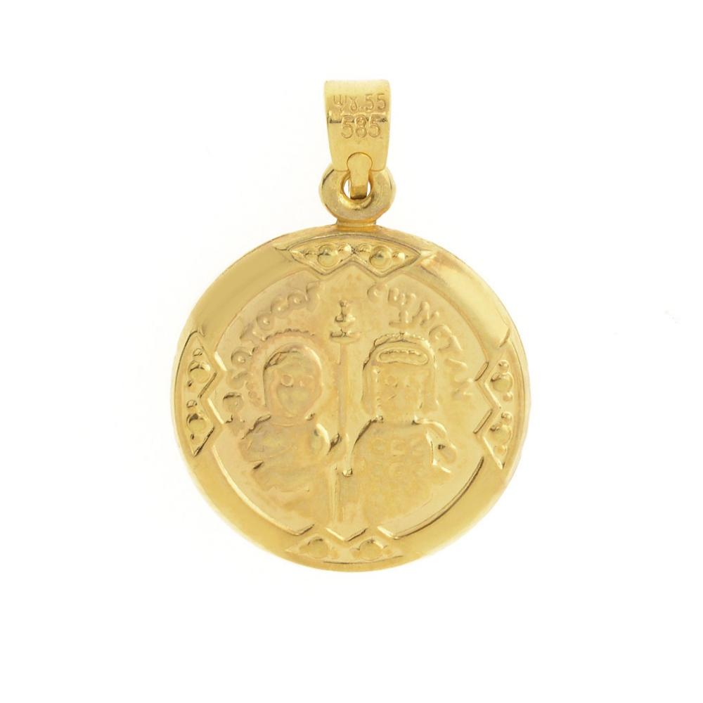 CHRISTIAN CHARMS Byzantine Double Sided SENZIO Collection from K14 Yellow Gold KN0036