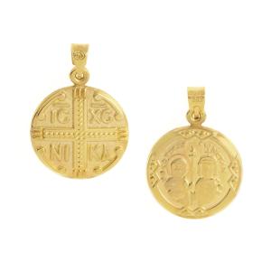 ΚΩΝΣΤΑΝΤΙΝΑΤΟ Βυζαντινό Διπλής Όψης SENZIO Collection από Κ14 Κίτρινο Χρυσό KN0036 - 46518