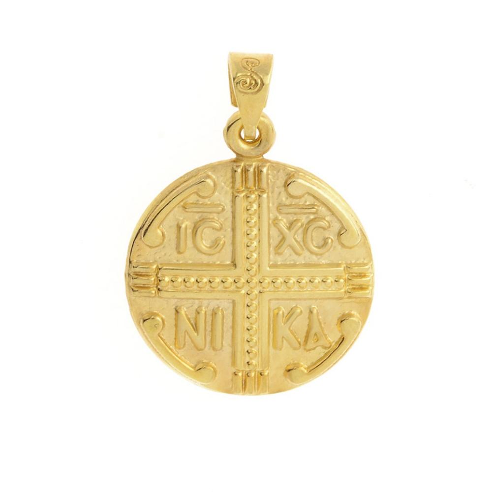 CHRISTIAN CHARMS Byzantine Double Sided SENZIO Collection from K14 Yellow Gold KN0036