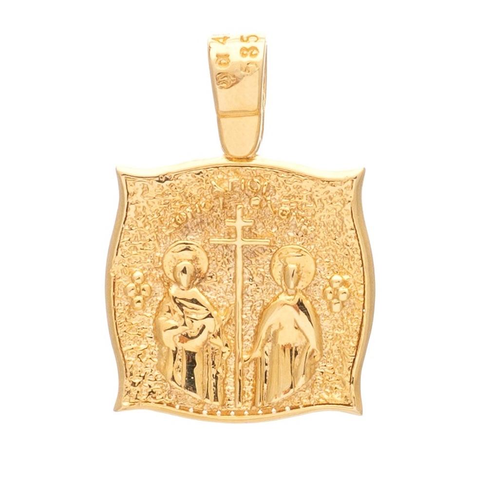 CHRISTIAN CHARMS Byzantine Double Sided SENZIO Collection from K14 Yellow Gold with Zircon KN032