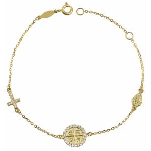 BRACELET BabyJewels K9 in Yellow Gold with Christian Charm and Zircon Stones KNB0049Y.K9 - 44219