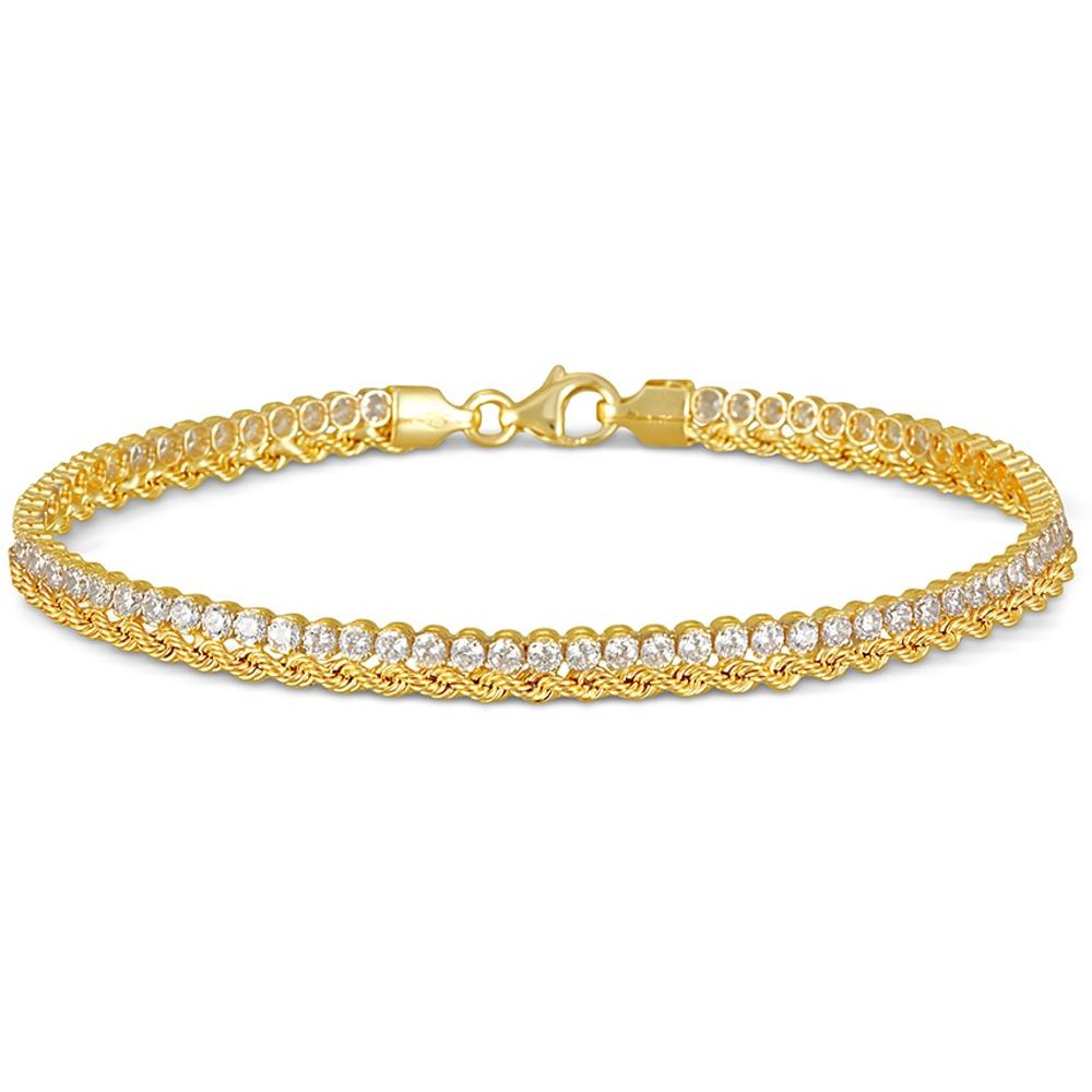 BRACELET SENZIO Collection Yellow Gold 14K with Zircon Stones KOR406B