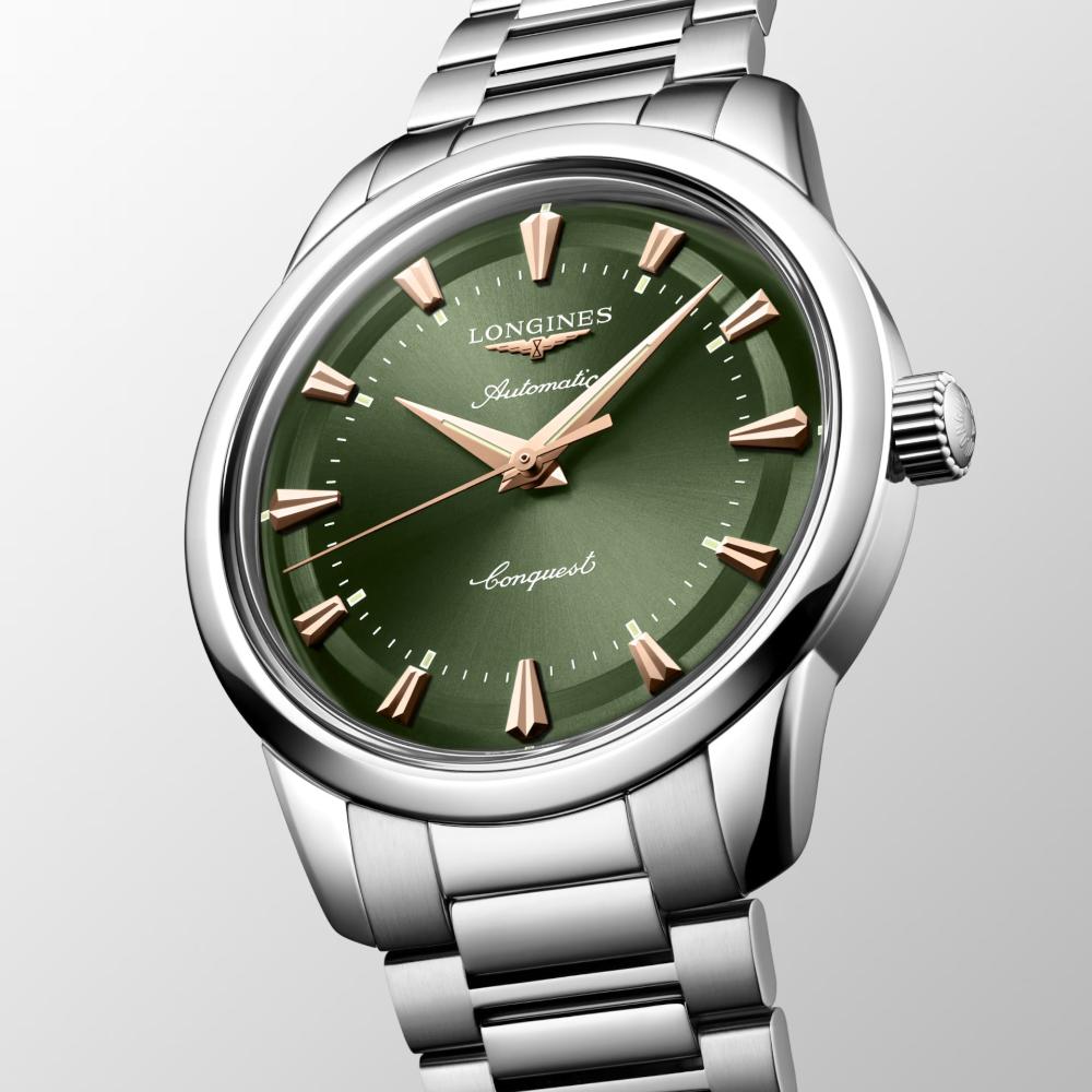 LONGINES Conquest Heritage Green Dial 40mm Silver Stainless Steel Bracelet L16504026