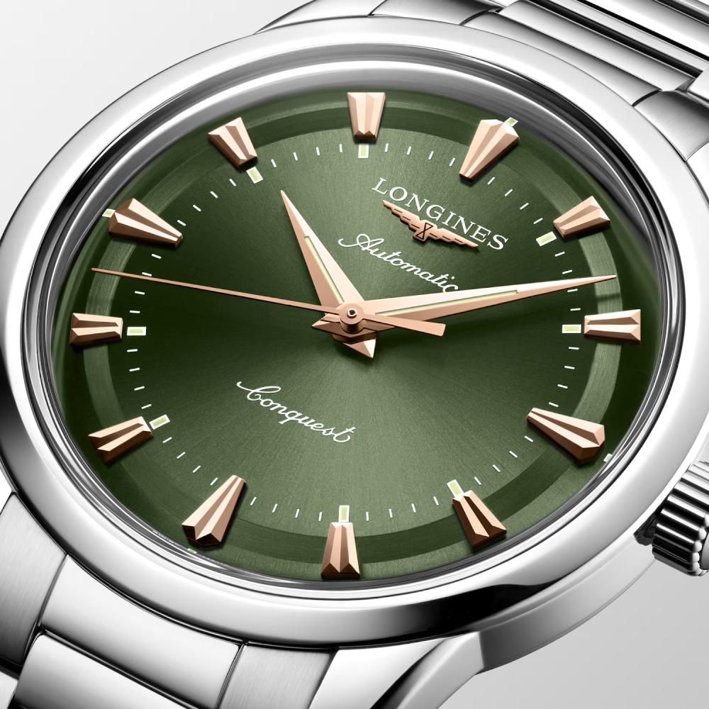 LONGINES Conquest Heritage Green Dial 40mm Silver Stainless Steel Bracelet L16504026
