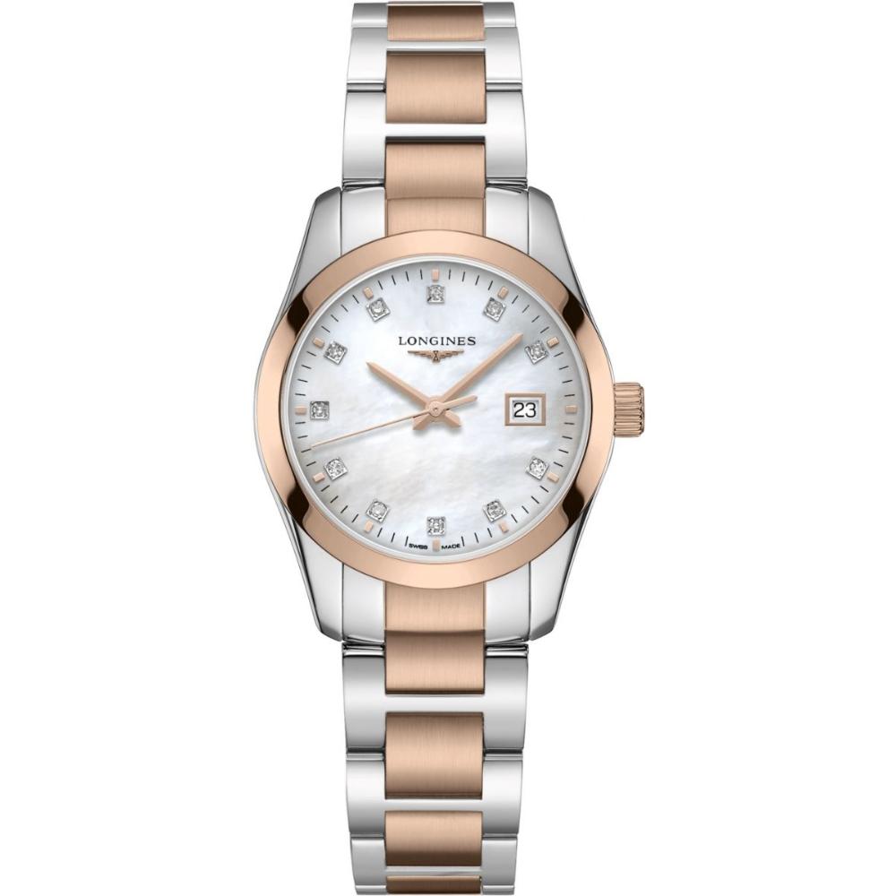 LONGINES Conquest Classic Diamonds 29.5mm Two Tone Rose Gold & Silver Stainless Steel Bracelet L22863877