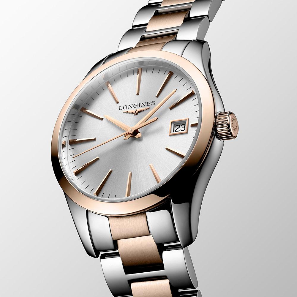 LONGINES Conquest Classic 34mm Two Tone Rose Gold & Silver Stainless Steel Bracelet L23863727