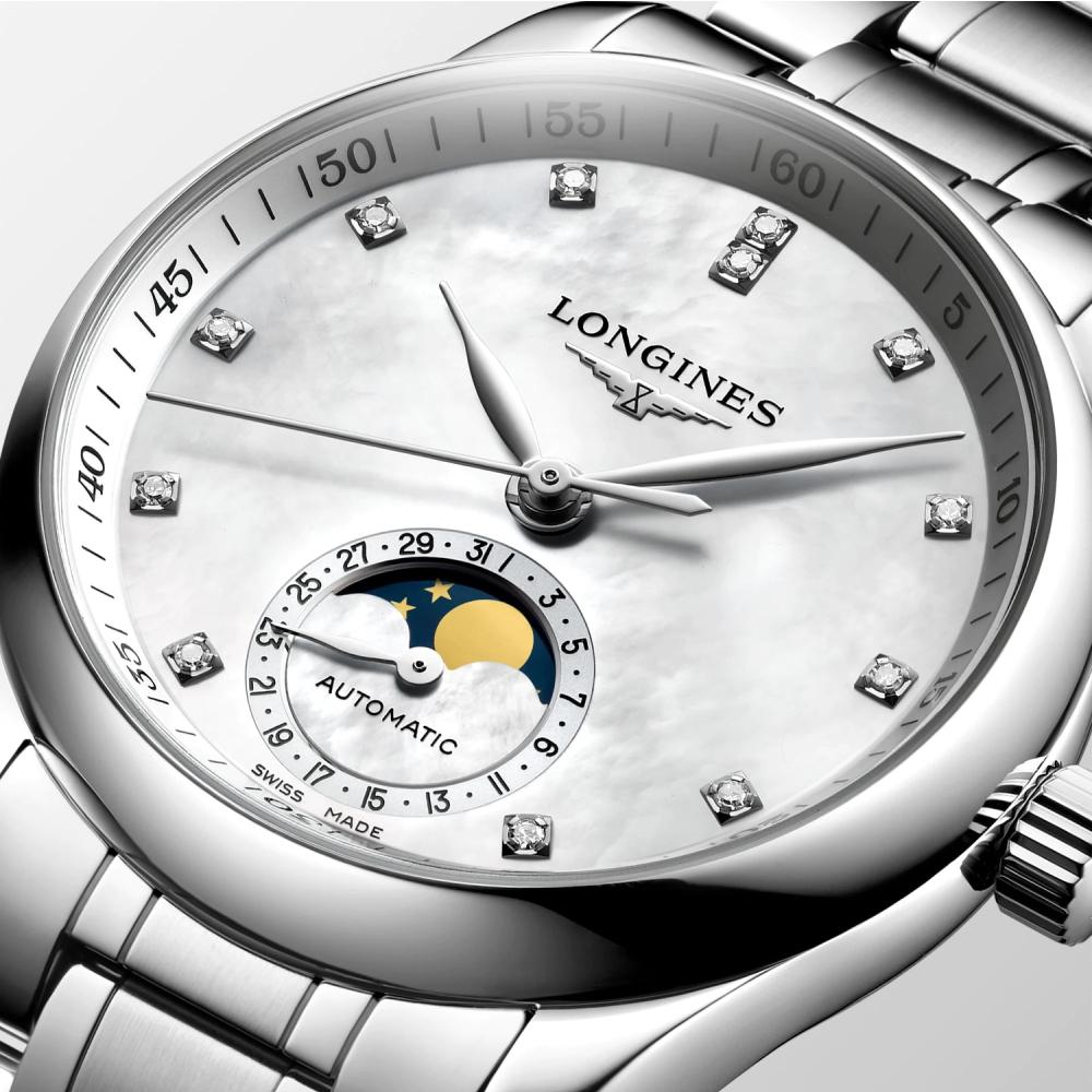 LONGINES Master Collection Lady's Moon Face 34mm Silver Stainless Steel Bracelet L24094876