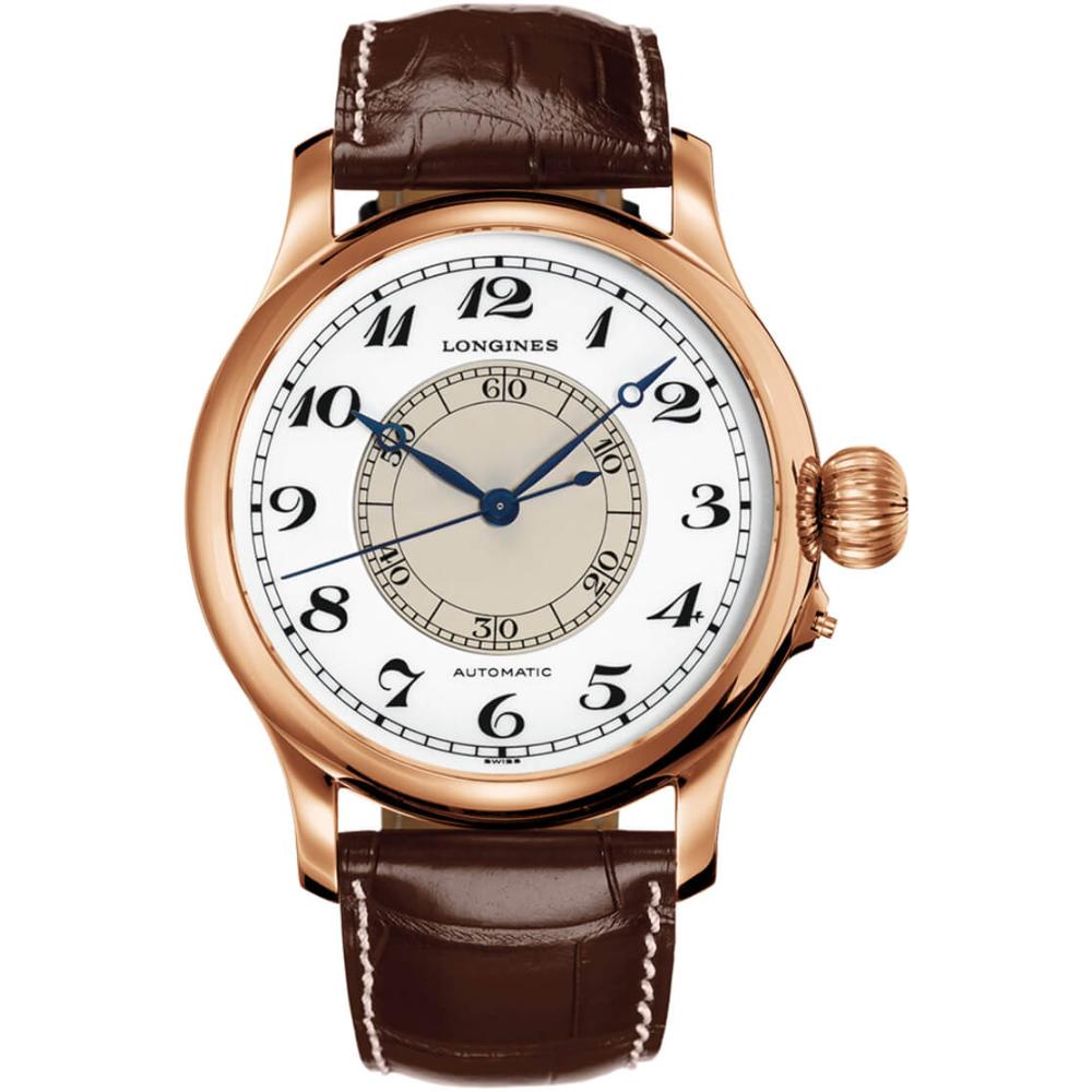LONGINES Heritage Avigation Weems Second-Setting Automatic Three Hands 47.5mm Solid Rose Gold 18k Brown Leather Strap L27138130