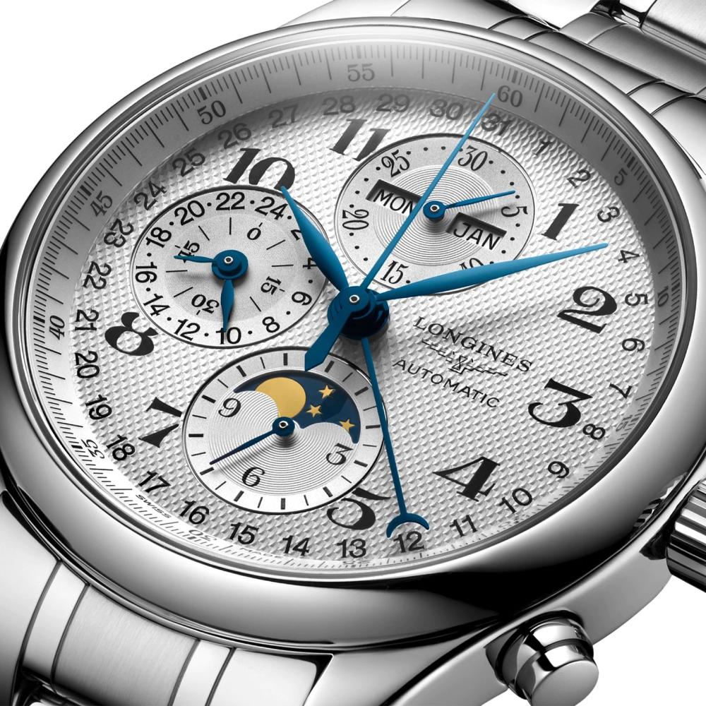 LONGINES Master Collection Chronograph Moon Face White Dial 42mm Silver Stainless Steel Bracelet L27734786