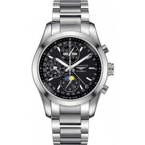 LONGINES Conquest Classic Moon Face Chronograph 42mm Silver Stainless Steel Bracelet L27984526 - 6622