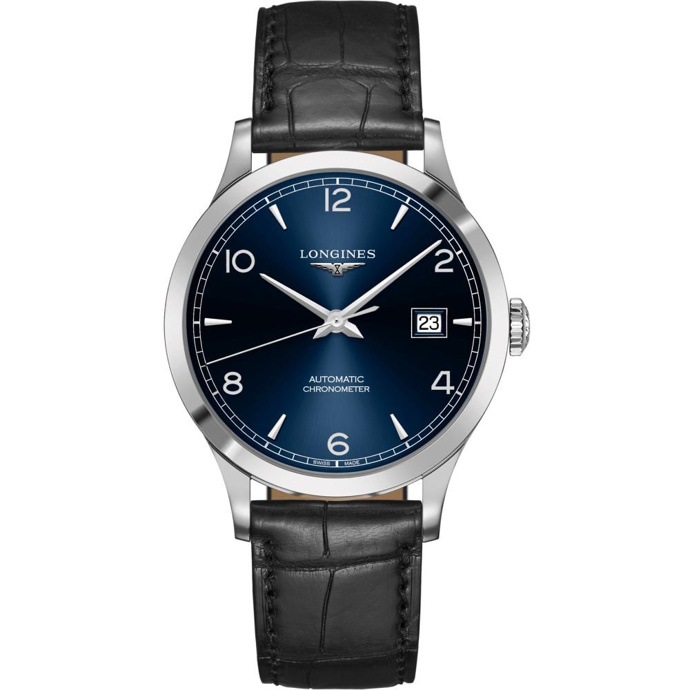 LONGINES Record Collection Automatic 40mm Silver Stainless Steel Black Leather Strap L28214962