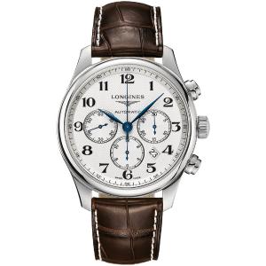 LONGINES Master Collection Chronograph 44mm Silver Stainless Steel Brown Leather Strap L28594783 - 22213