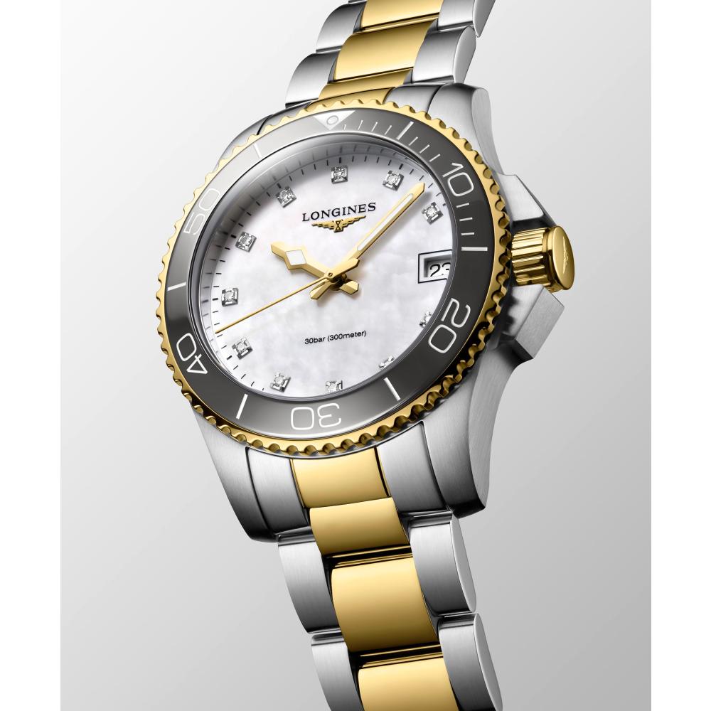 LONGINES HydroConquest Diamonds 32mm Two Tone Gold & Silver Stainless Steel Bracelet L33703876