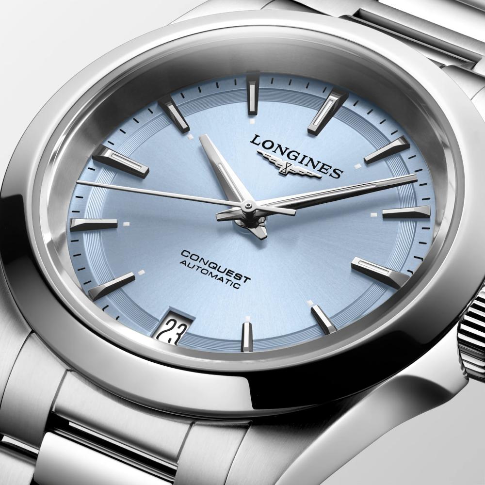 LONGINES Conquest Automatic Sunray Light Blue Dial 34mm Silver Stainless Steel Bracelet L34304926