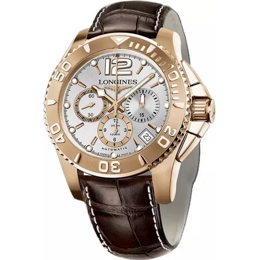 LONGINES Hydro Conquest Chronograph Automatic 47.5mm Rose Gold K18 Brown Leather Strap L36658762