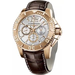 LONGINES Hydro Conquest Chronograph Automatic 47.5mm Rose Gold K18 Brown Leather Strap L36658762 - 6790