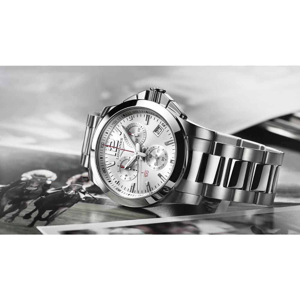 LONGINES Conquest Chronograph 41mm Silver Stainless Steel Bracelet L37024766