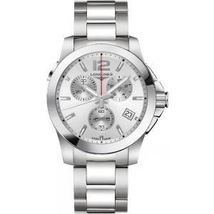 LONGINES Conquest Chronograph 41mm Silver Stainless Steel Bracelet L37024766 - 6803
