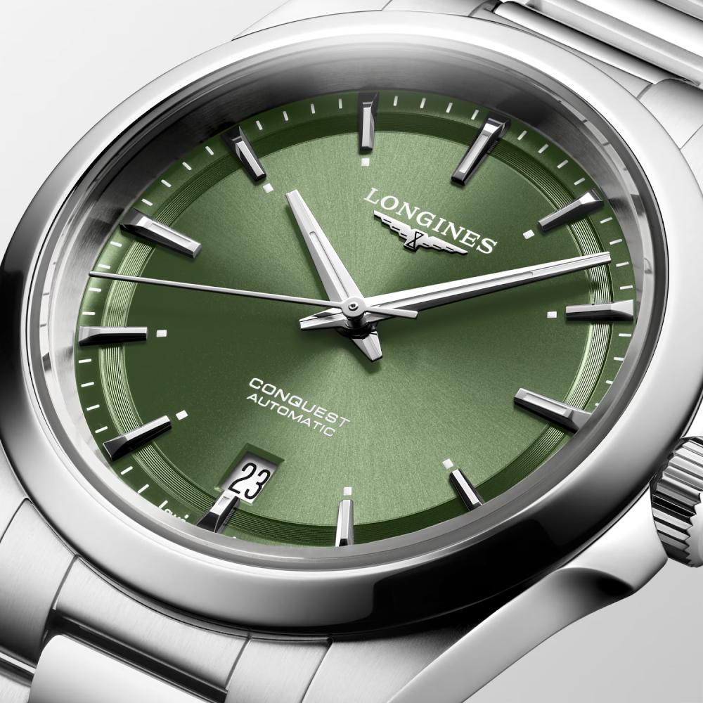 LONGINES Conquest Automatic Sunray Green Dial 38mm Silver Stainless Steel Bracelet L37204026