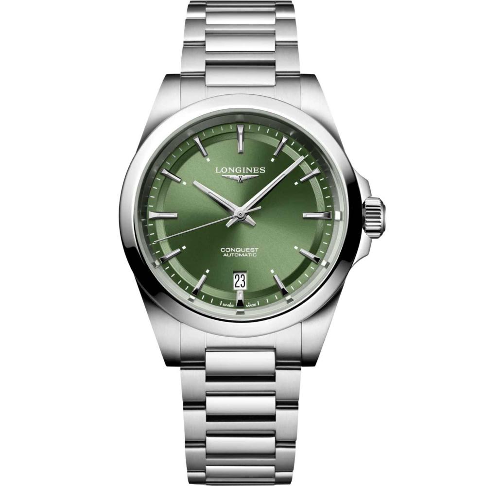 LONGINES Conquest Automatic Sunray Green Dial 38mm Silver Stainless Steel Bracelet L37204026